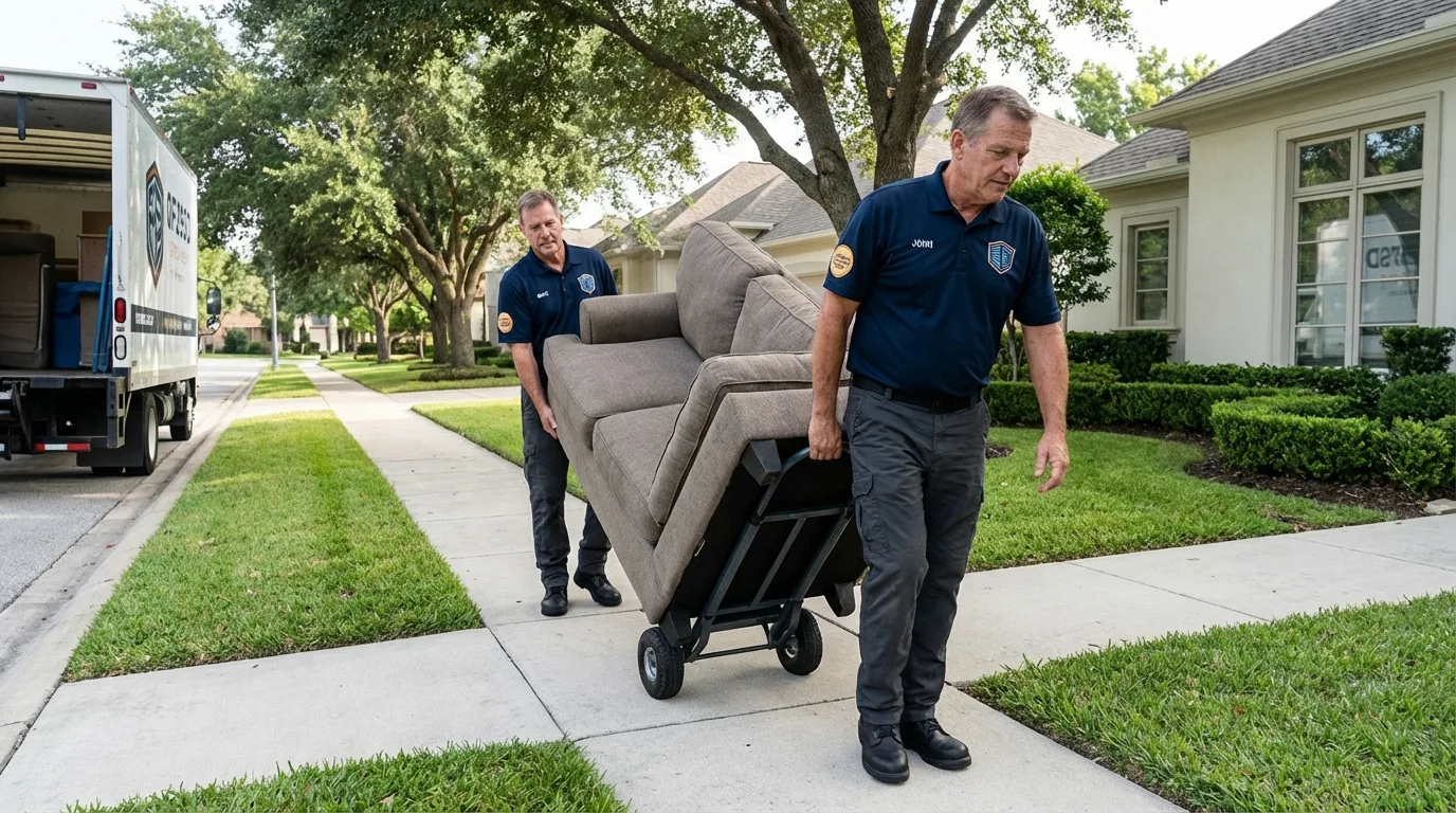 Local residential moving crew loading furniture in Social Circle, GA